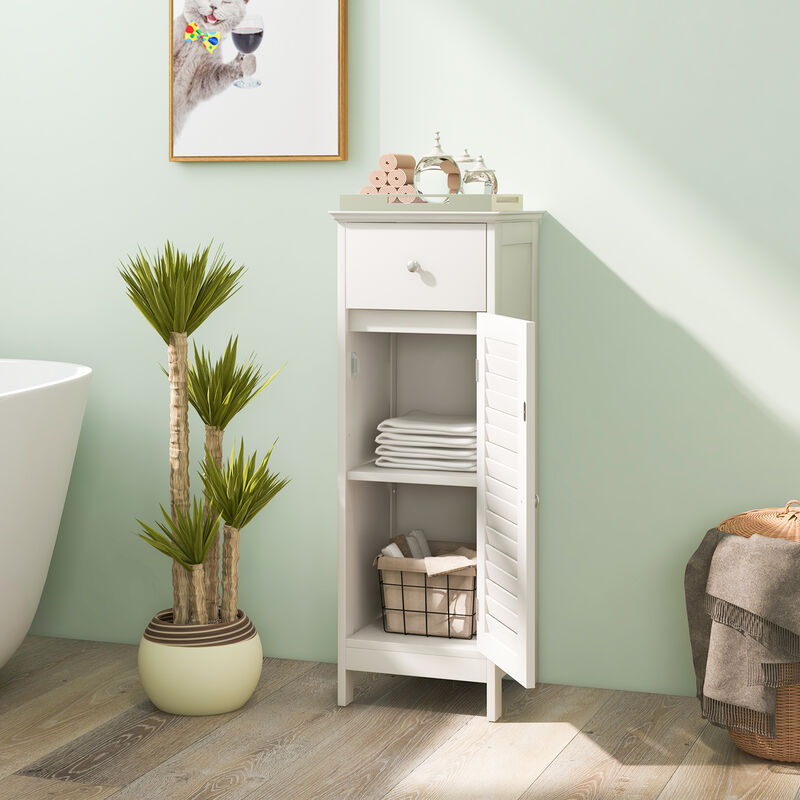 Woodern Bathroom Floor Storage Cabinet with Drawer and Shutter Door