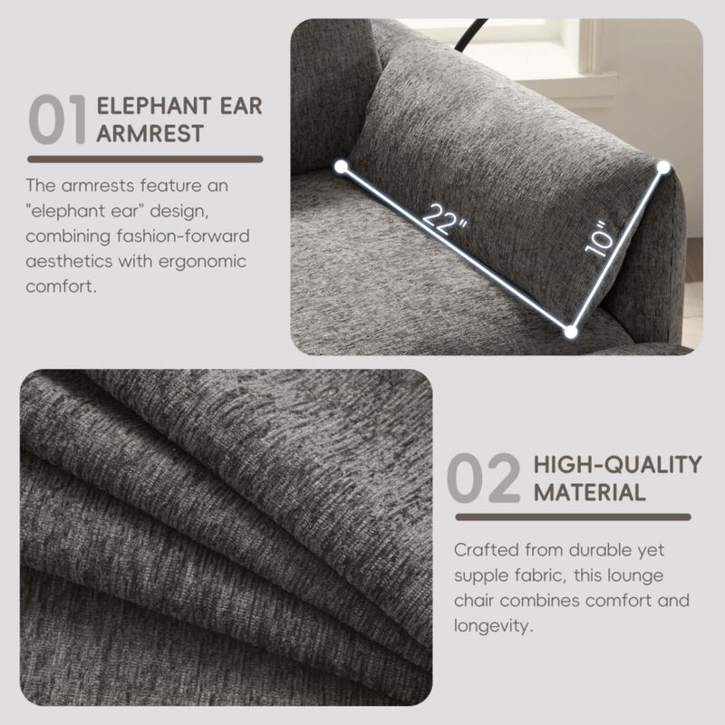 Kiple Modern Chenille Accent Chair & Ottoman Set image number 5