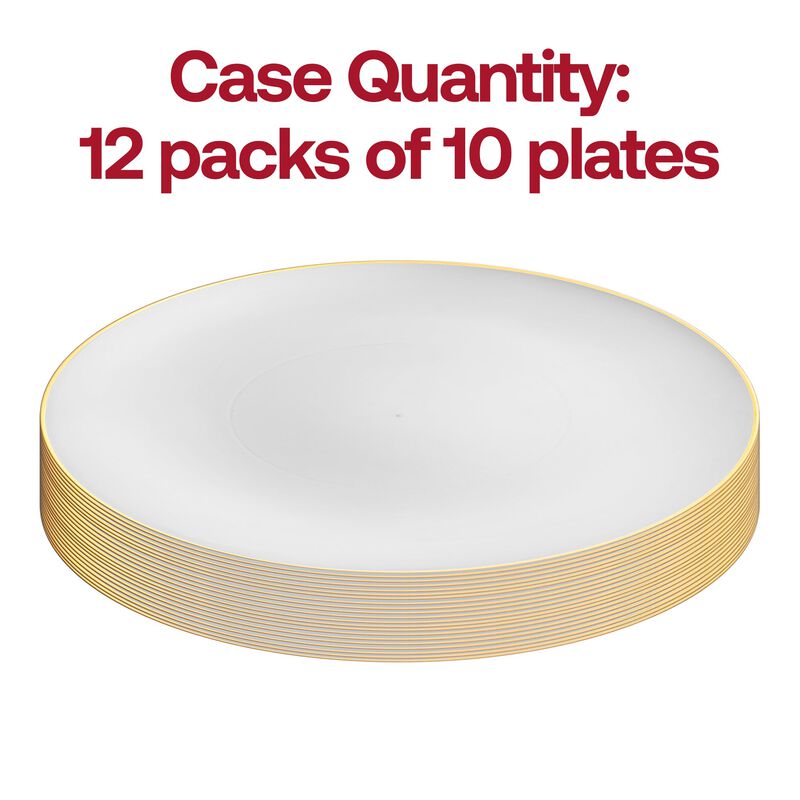7.5" White with Gold Rim Organic Round Plastic Salad Plates (120 Plates) image number 3