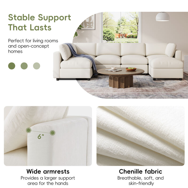 Merax Chenille 6-Piece Modular Sectional Sofa with Movable Ottoman image number 7
