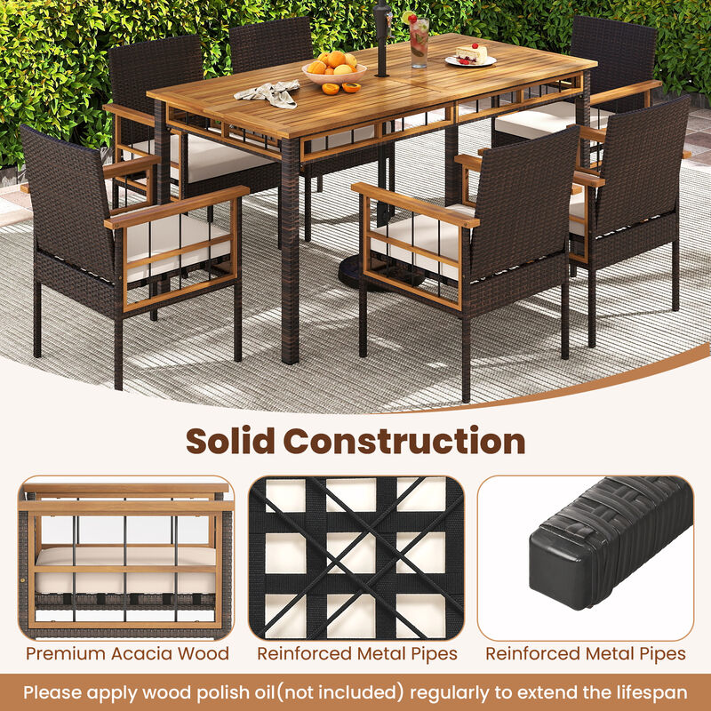 Set of 2 Outdoor Patio Dining Chairs with Plush Soft Seat Cushions-White image number 7