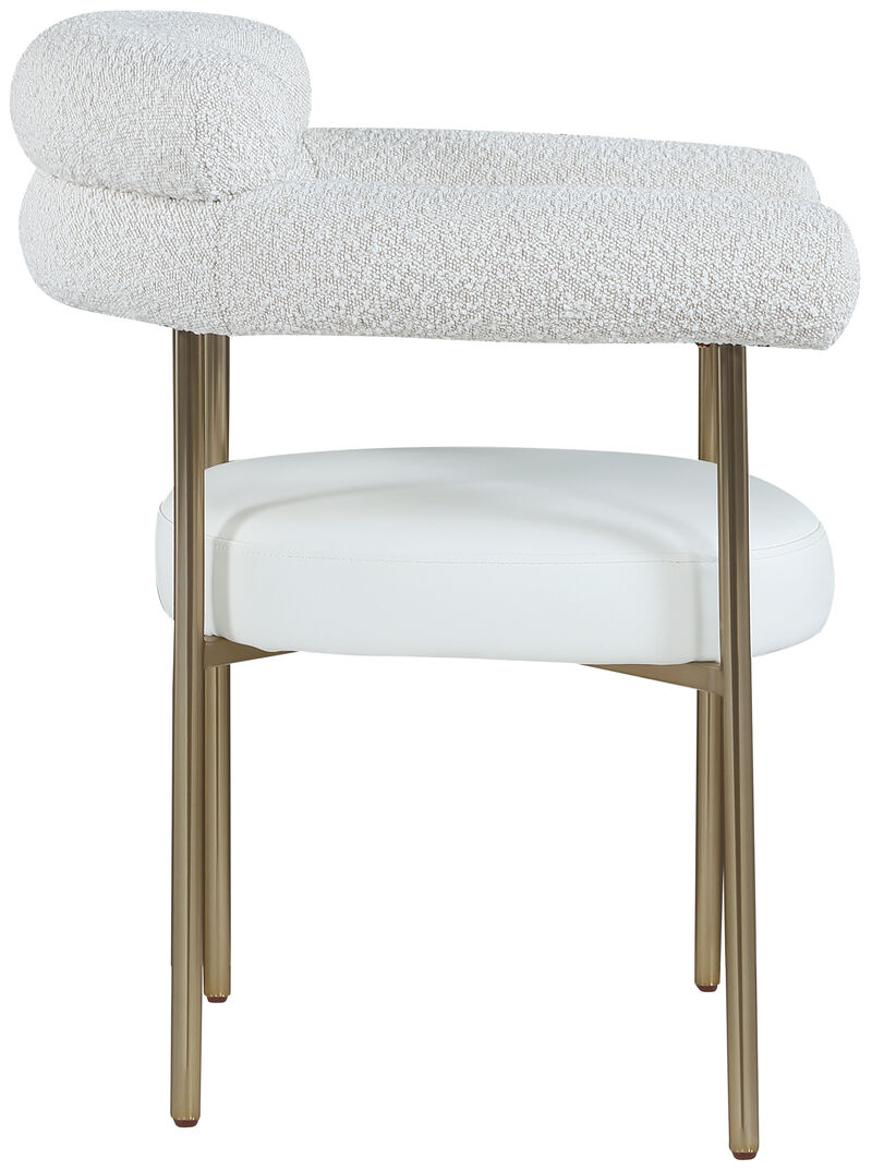 Meridian Furniture Blake Cream Vegan Leather / Boucle Fabric Dining Chair, Set of 2