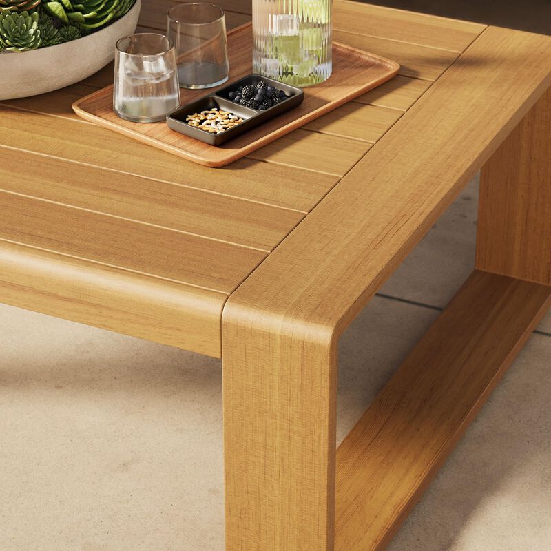 Modway Lirienne Outdoor Patio Aluminum Faux Wood Coffee Table image number 4