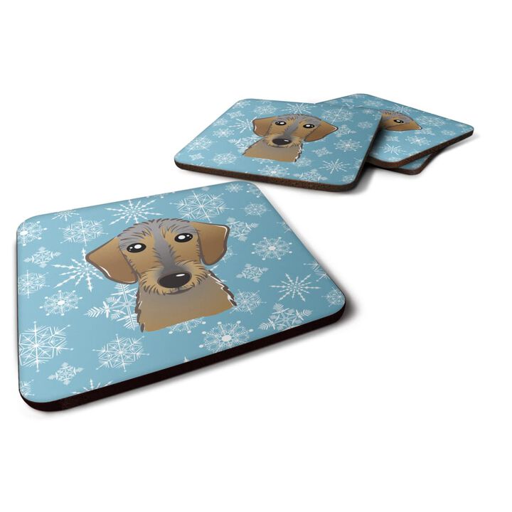 Caroline's Treasures BB1667FC Snowflake Wirehaired Dachshund Foam Coasters (Set of 4), 3.5, Multicolor