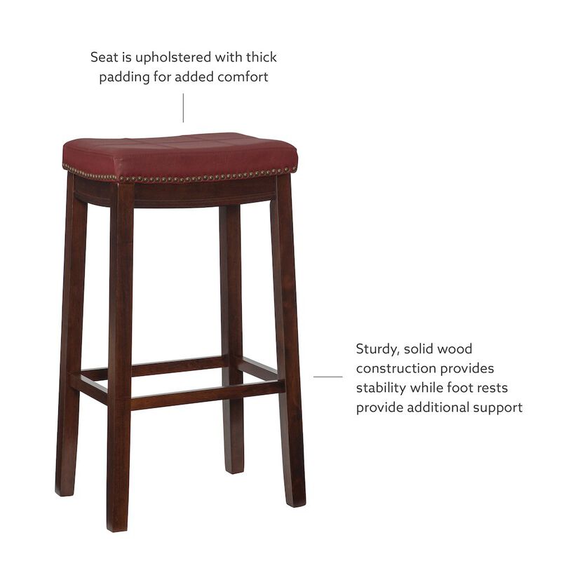 Linon Classic Bar Stool with Faux Leather Padded Seat image number 6