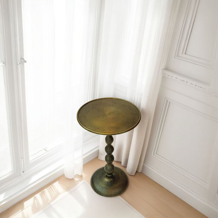Carolina Chair & Table Pearson Hammered Dimple Metal Side Table - Antique Brass