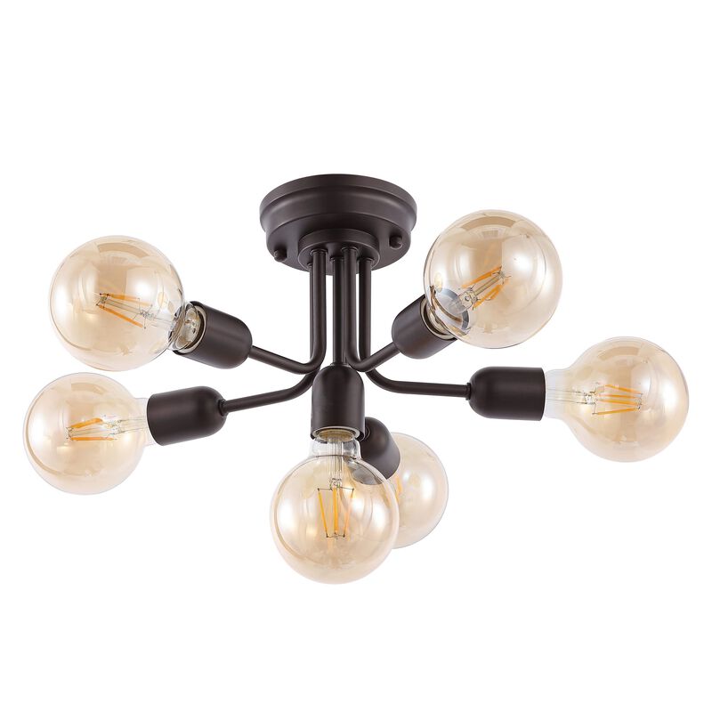 Marcel 6-Light Globe Farmhouse Modern Iron Bistro LED Semi Flush Mount
