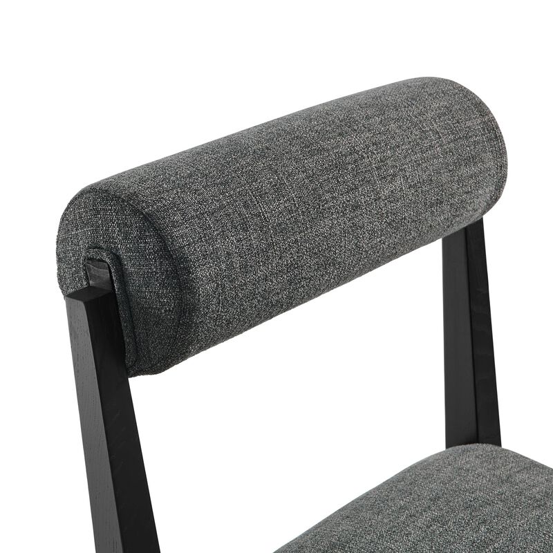 Modway Kai Upholstered Dining Chair with Wood Legs in Charcoal Black - Modern Dining Room Chair with Fabric Rolled Backrest and Seat - Wood Fabric Side Chair for Dining Room, Kitchen image number 8