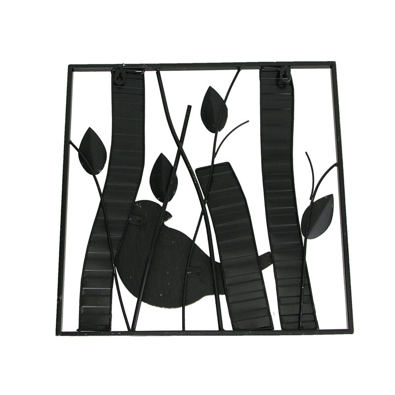 Set / 2 Rustic Green Wood & Metal Leaf Birds & Branches Wall Sculpture Art Decor image number 2