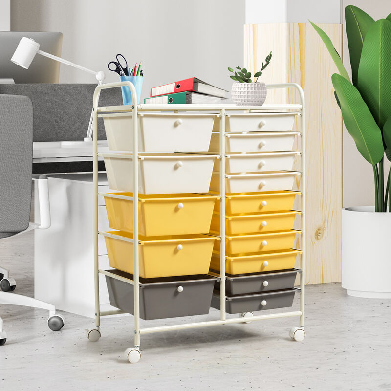 15-Drawer Utility Rolling Cart with Multi-Purpose Storage Drawers image number 6