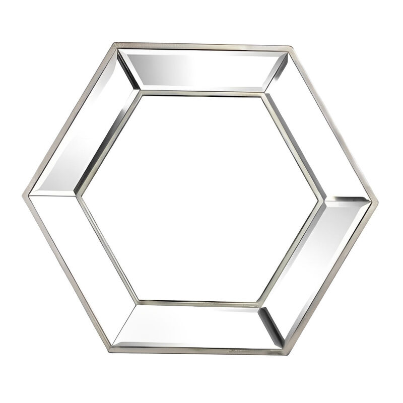 HomeRoots 18" Silver Hexagon Glass Framed Accent Mirror image number 0