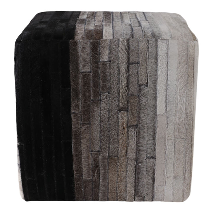 Hair On Hide Patchwork Ottoman