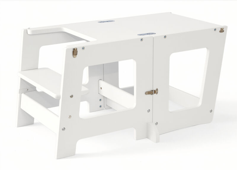 Stepup Baby&reg; 2 in 1 Convertible Toddler Tower - White | Standing Tower Converts into Table Made from 18mm Birch Plywood for Ages 2&ndash;6 image number 1