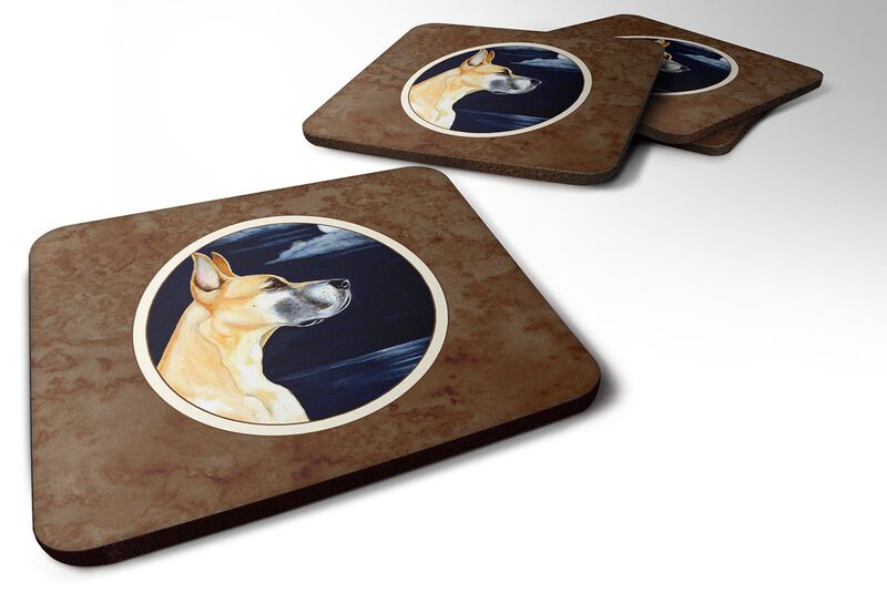 Caroline's Treasures 7100FC Fawn Great Dane Moonlight Stroll Foam Coasters (Set of 4), 3.5, Multicolor image number 0