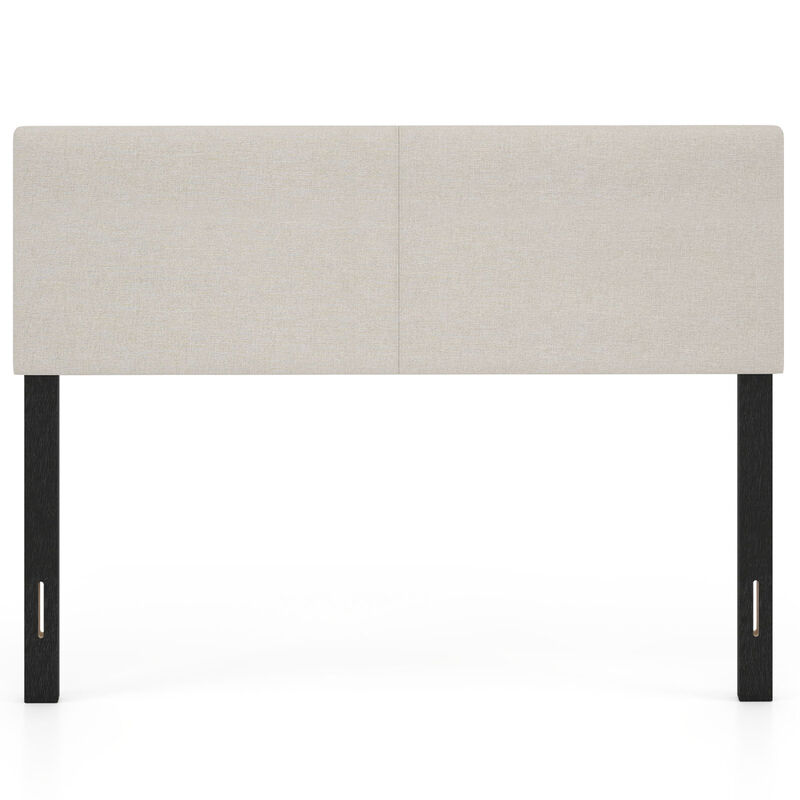 Queen Full Size Upholstered Headboard with Vertical Quilted Linen Fabric image number 0