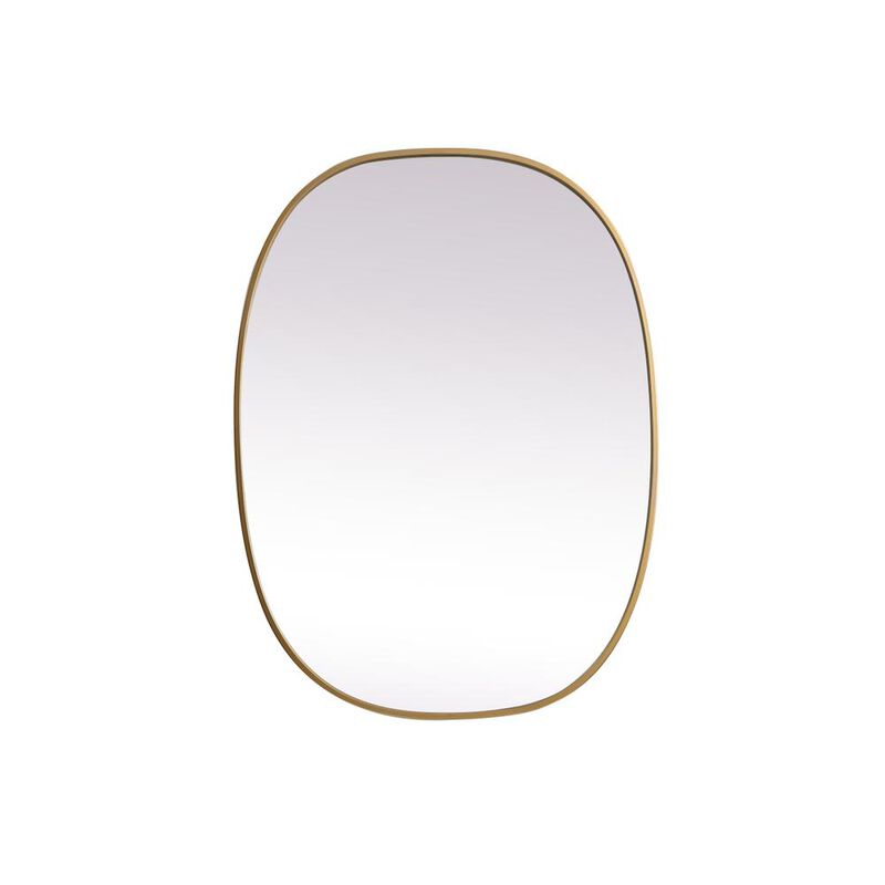 Elegant Decor Metal Frame Oval Mirror 27x36 Inch in Brass