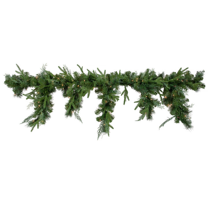 6' x 18" Pre-Lit Mixed Pine Artificial Christmas Icicle Garland  Clear Lights