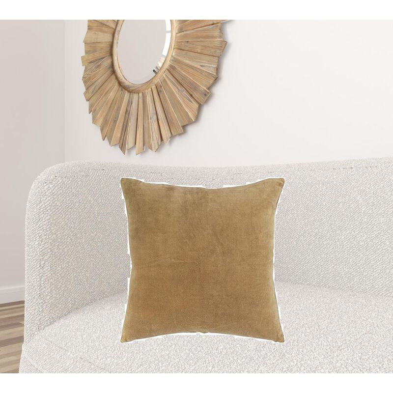 Homezia Gold Solid Reversible Cotton Velvet Throw Pillow
