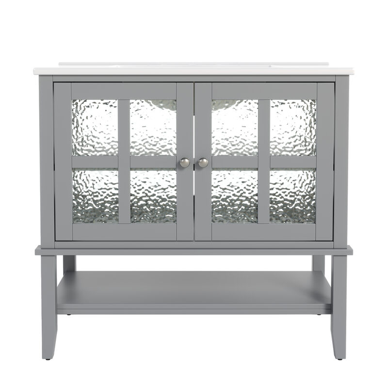 TATEUS 36-Inch Bathroom Vanity with Ceramic Sink Functional Storage with Smart Layout