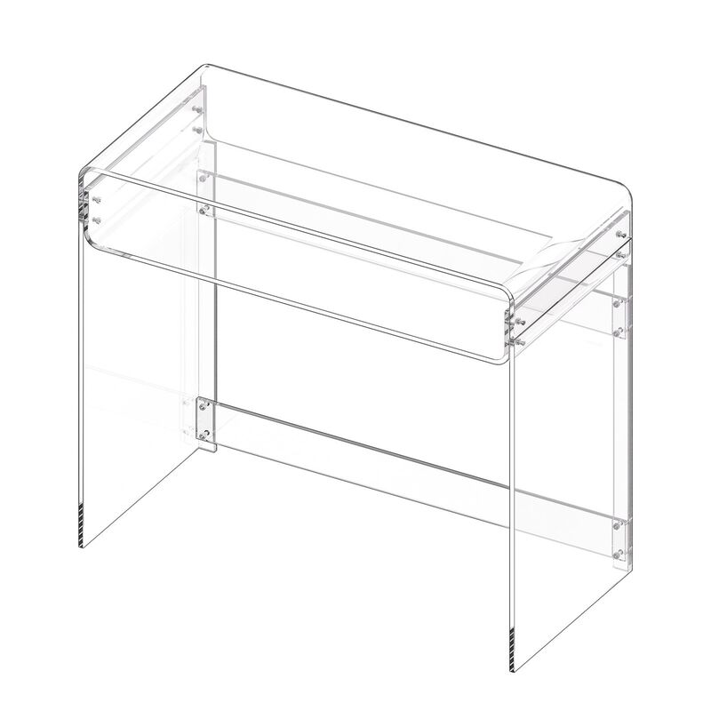 Transparent Acrylic Side Table with Storage Shelf for Bedroom image number 4