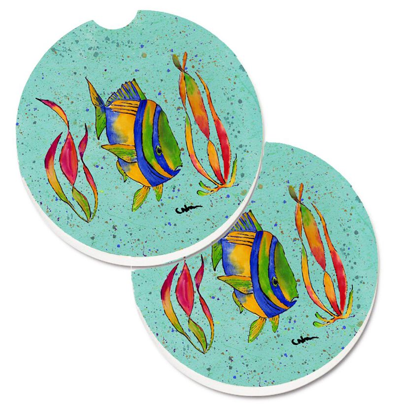 Caroline's Treasures Tropical Fish Set of 2 Cup Holder Car Coasters 8530CARC, 2.56, Multicolor