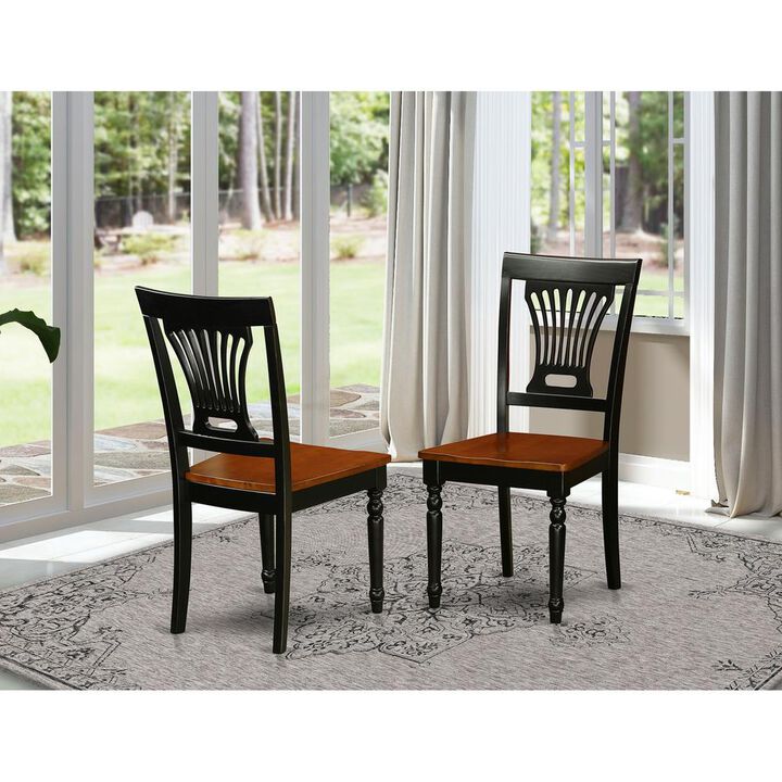 Plainville Kitchen dining Chair with Wood Seat - Black & Cherry Finish., Set of 2