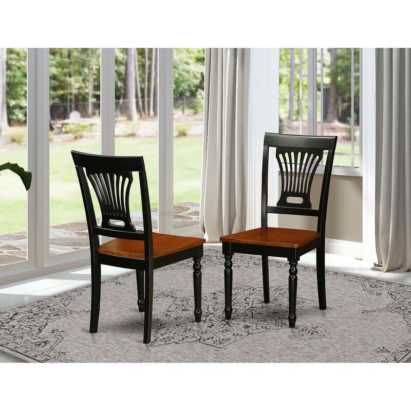 Plainville Kitchen dining Chair with Wood Seat - Black & Cherry Finish., Set of 2