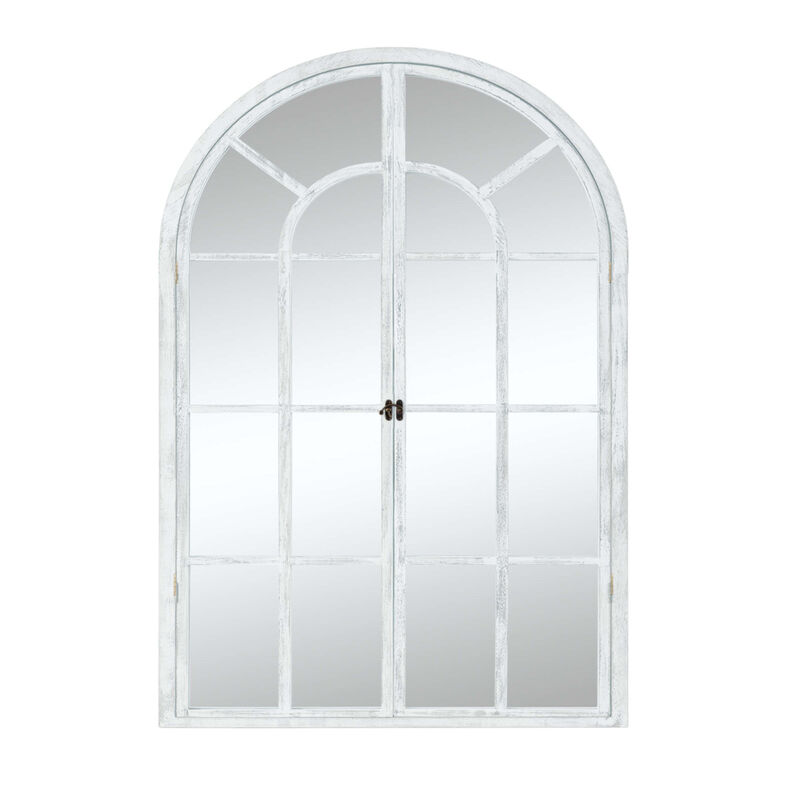 HomeRoots 36" White Solid Wood Arch Framed Accent Mirror image number 2