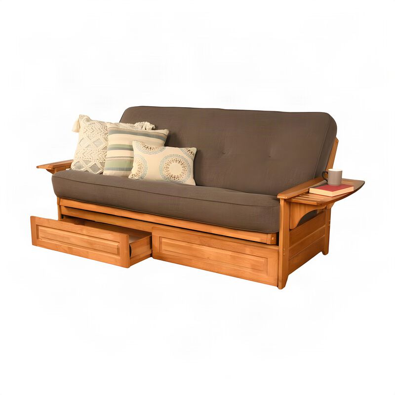 Phoenix Frame in Butternut Finish includes Marmont Thunder Mattress and Storage Drawers image number 4