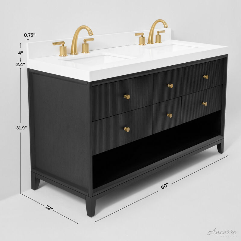 Momo 60 in. Bath Vanity Set with White Quartz Vanity Top and White Undermount Basin image number 3
