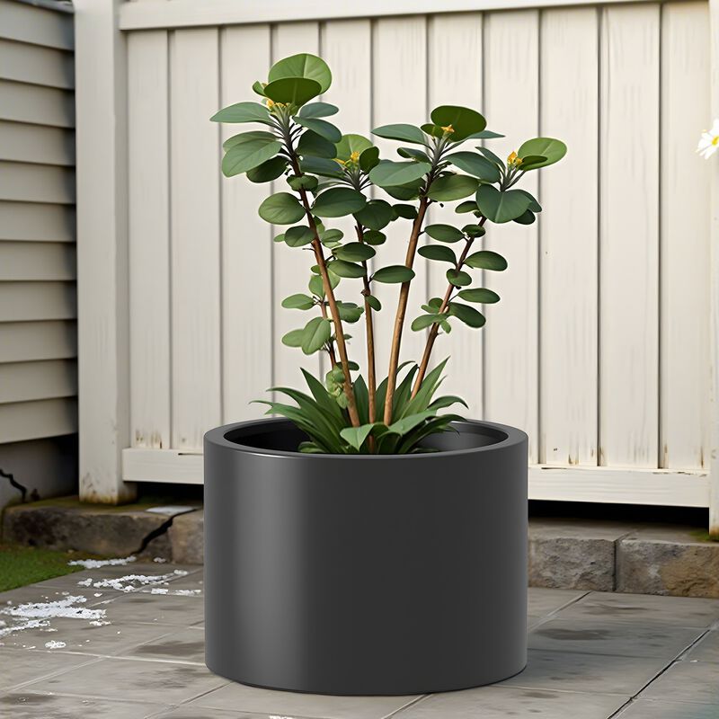 Heavy Duty Corten Steel Round Raised Garden Bed Kit, Black Metal Planter Box