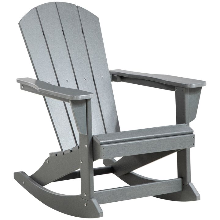 Outdoor Rocking Chair, HDPE Adirondack Style Rocker Chair for Porch, Garden, Patio, Light Gray
