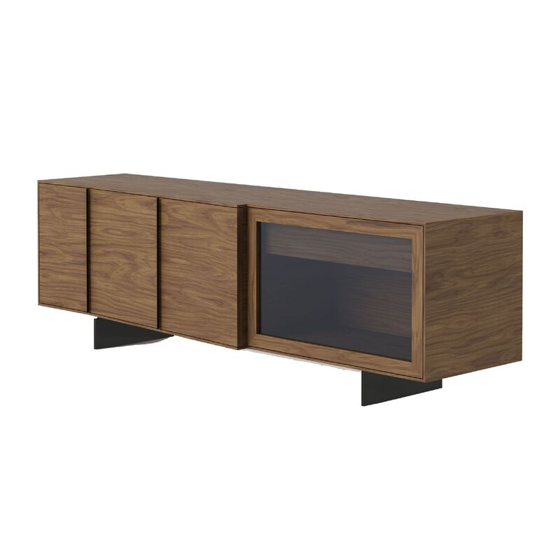 Cid Tera Sideboard Buffet Cabinet, 89 Inch Brown Walnut Veneer, 2 Angled Doors image number 1
