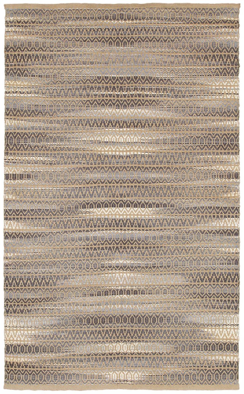 9 x 12 Gray and Tan Striated Runner Rug