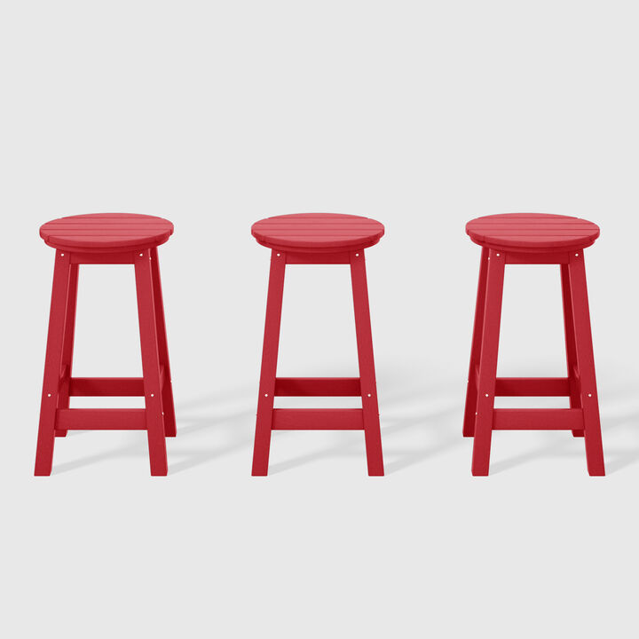 WestinTrends 24" HDPE Outdoor Patio Round Counter Height Bar Stool Set of 3