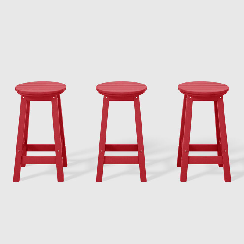 WestinTrends 24" HDPE Outdoor Patio Round Counter Height Bar Stool Set of 3