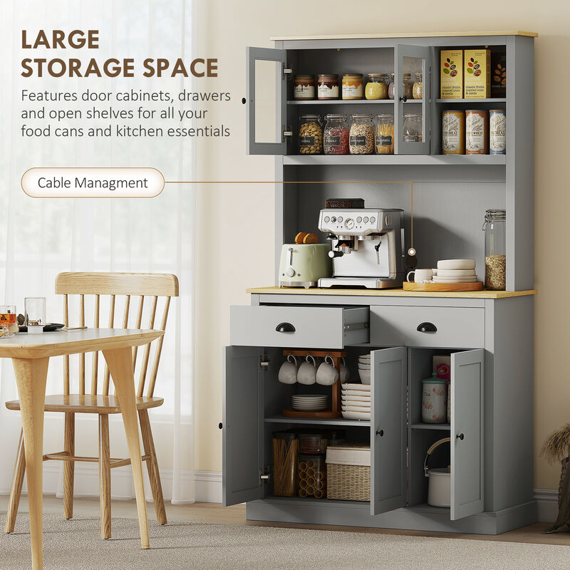 Hivvago Kitchen Storage Hutch with Adjustable Shelves image number 3