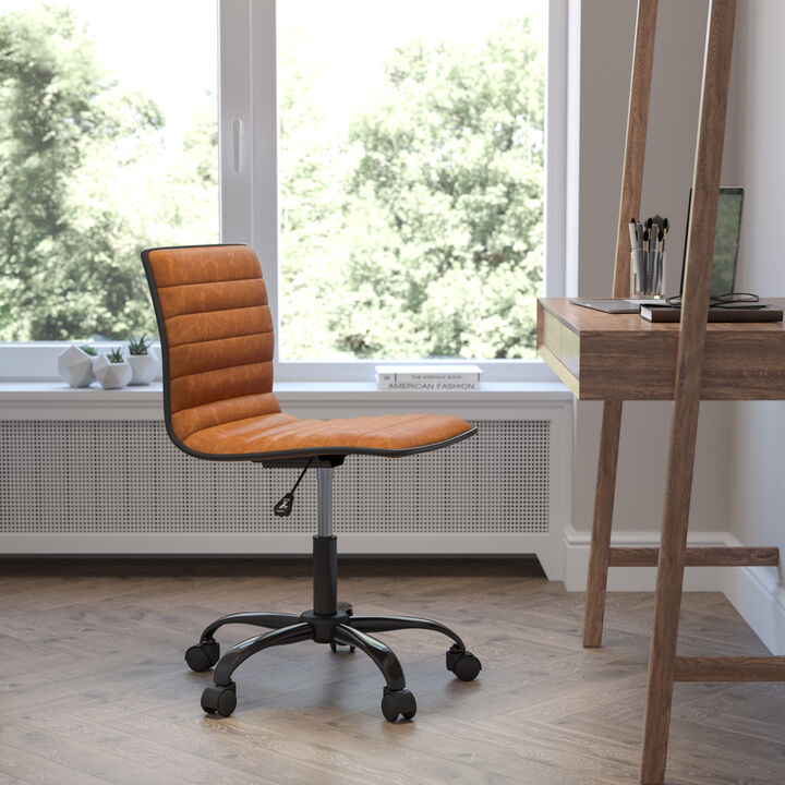 Alan Low Back Designer Armless Ribbed Swivel Task Office Chair