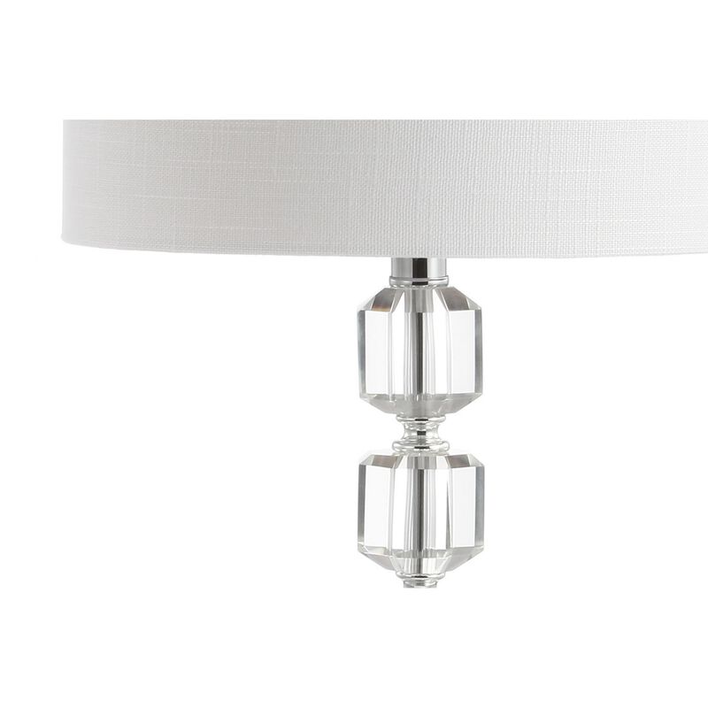Cary 27.5" Modern Stacked Crystal/Metal LED Table Lamp, Chrome/Clear image number 6