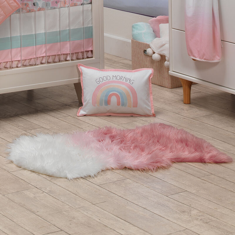 Lambs & Ivy Watercolor Pastel Pink/White Ombre Dip-Dyed Nursery Area Rug