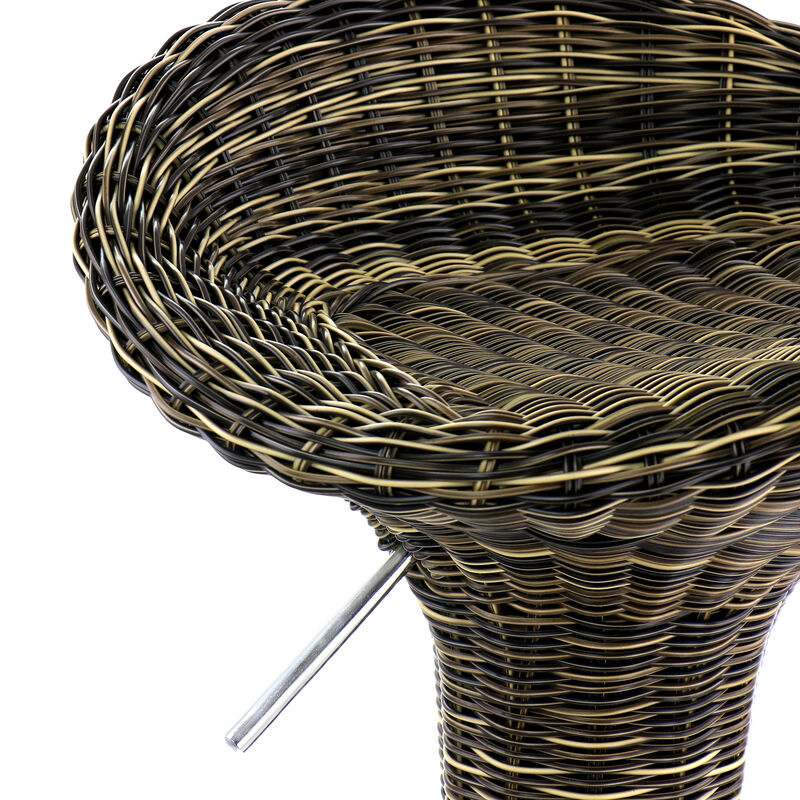 Elama 2 Piece Adjustable Saddle Seat Wicker Bar Sool in Brown with Chrome Base