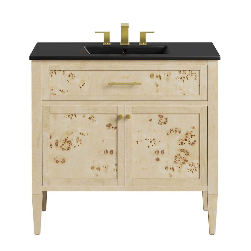 Modway Elysian 36" Wood Bathroom Vanity in Black Burl with Ceramic Sink Basin image number 6
