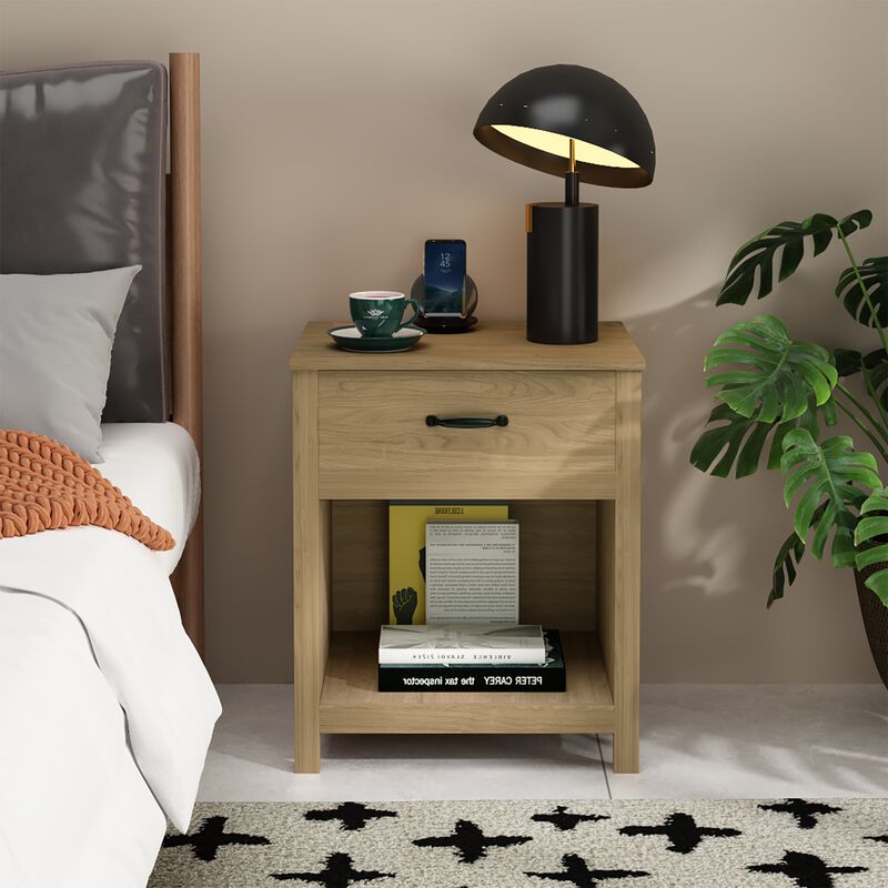 Assembled Wood Nightstand 1-Drawer 1-Shelf image number 1