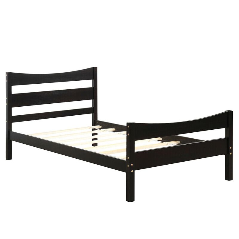 Rustic Platform Bed Frame with Headboard and Footboard &ndash; Bedroom Furniture