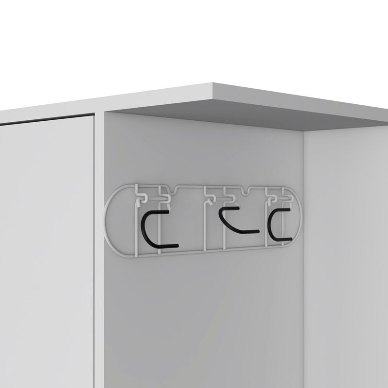 DEPOT E-SHOP Tok  Broom Storage Closet with One Door 71.3" H, Four Shelves and Broom and Mop Holder,White,Kitchen