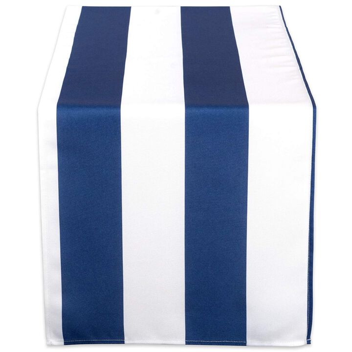 108" Blue and White Nautical Cabana Striped Outdoor Table Runner