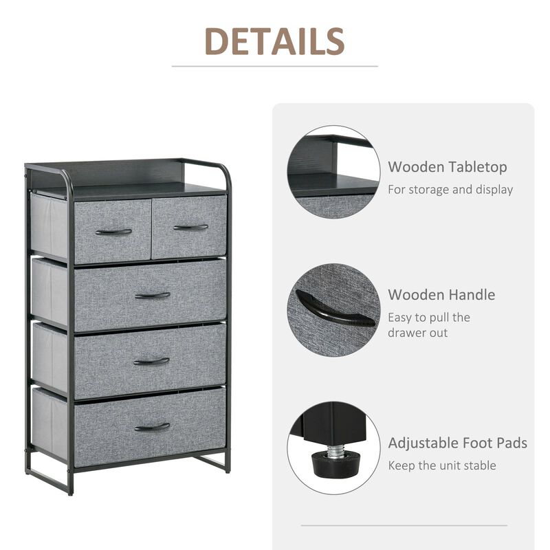 Hivvago 5-Drawer Fabric Dresser Organizer with Steel Frame image number 5