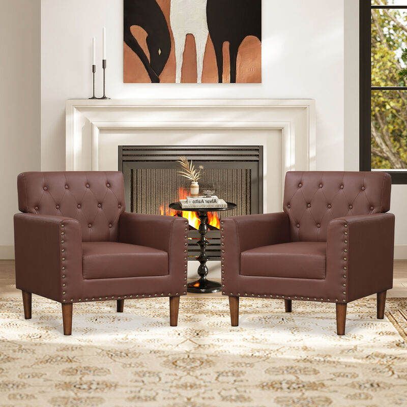 Modern Accent Chair Mid Century Design with Button Tufted Rivets image number 4