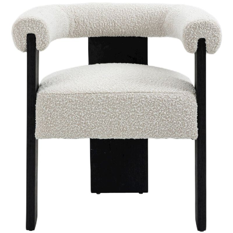 Meridian Furniture Barrel Cream Boucle Fabric Dining Chair