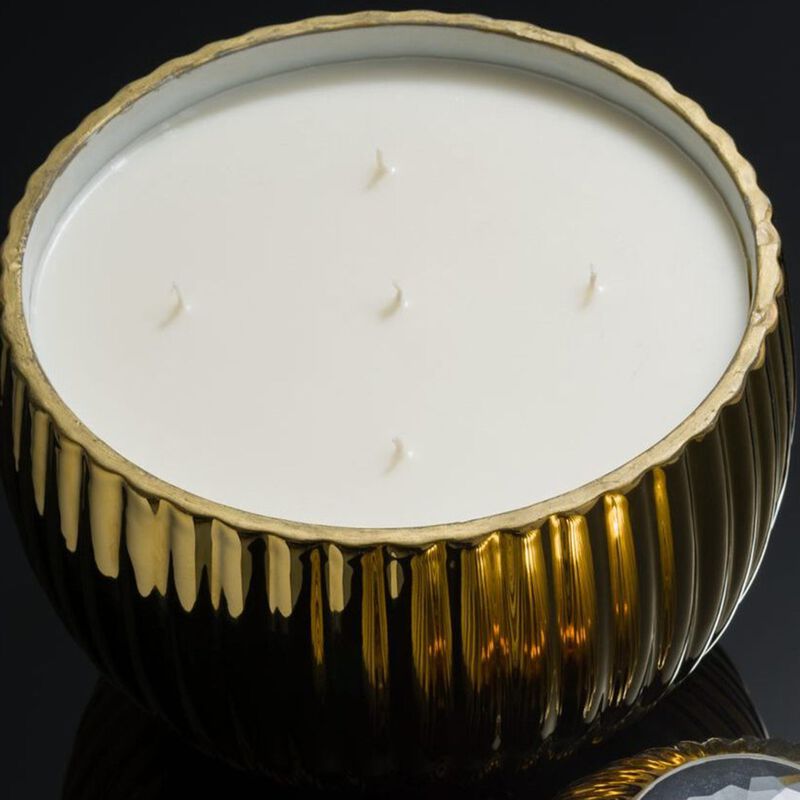 Candle in Ceramic Egg BOIS DE ROUSSIE 7.5 lb Gold 6.5 diam. x 7.48 in image number 2